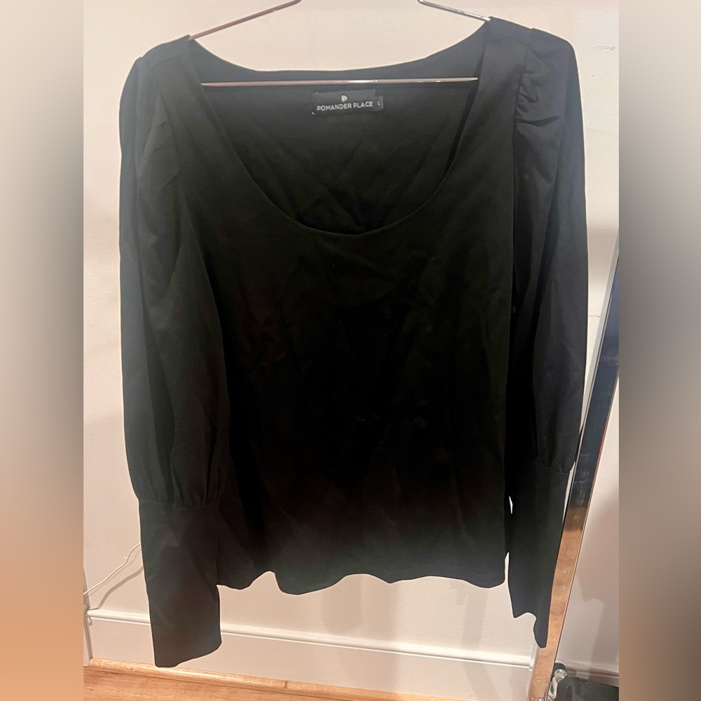 Pomander Place black puff Long Sleeve Top